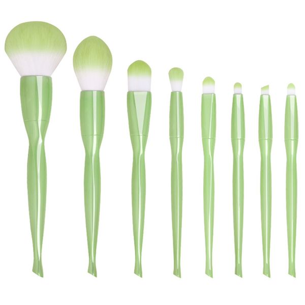 8pcs Makeup Brushes Set Twist Waist Green Cosmetic Face Foundation