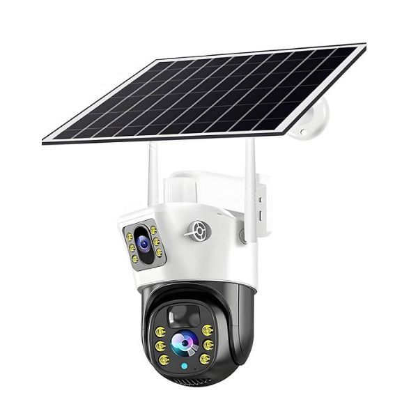 Dual Lens Solar Powered WiFi Security Camera V380 Outdoor PTZ Night Vision