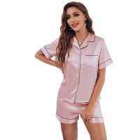  Silk Pajamas For Women Set 3 Piece Satin Sleepwear Classic  Button-Down Short Sleeve Pj Set Cute Loungewear Pink