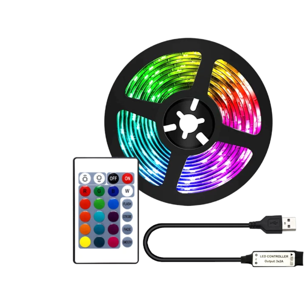 2Meter Led Strip Lights - IP65 - RGB Lights With Remote USB
