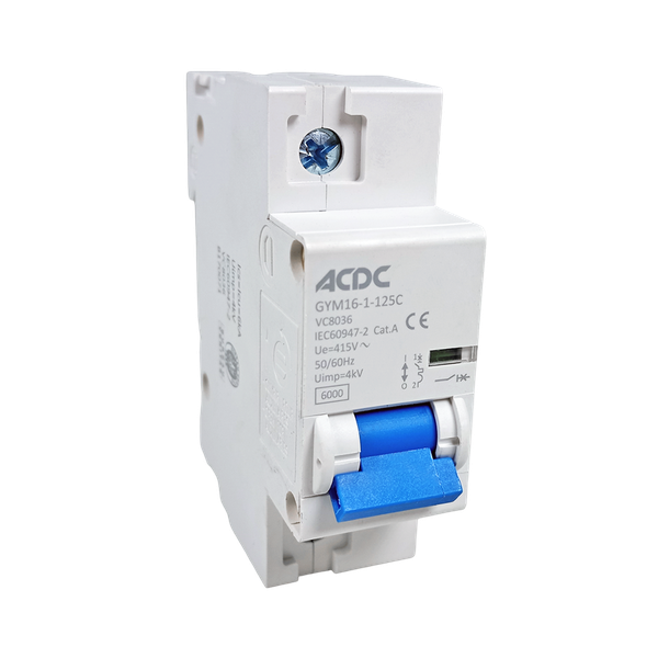 Din Circuit Breaker 1 Pole C-Curve 6KA 125A