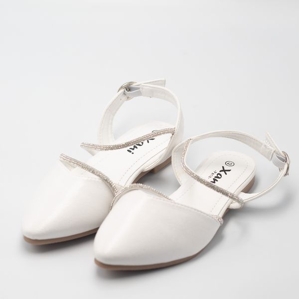 Lamara Paris Hazan Girls Pump With Double Diamante Detailed White