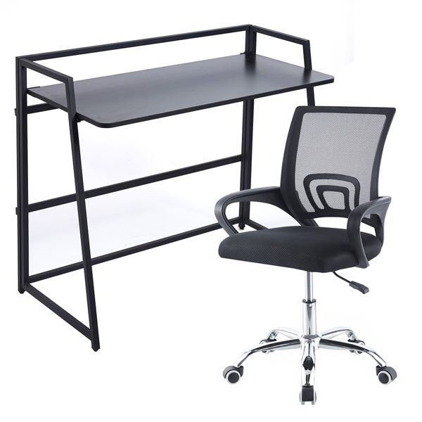 Folding Desk &amp; Chair Set Office Workstation Writing Table Computer Chair