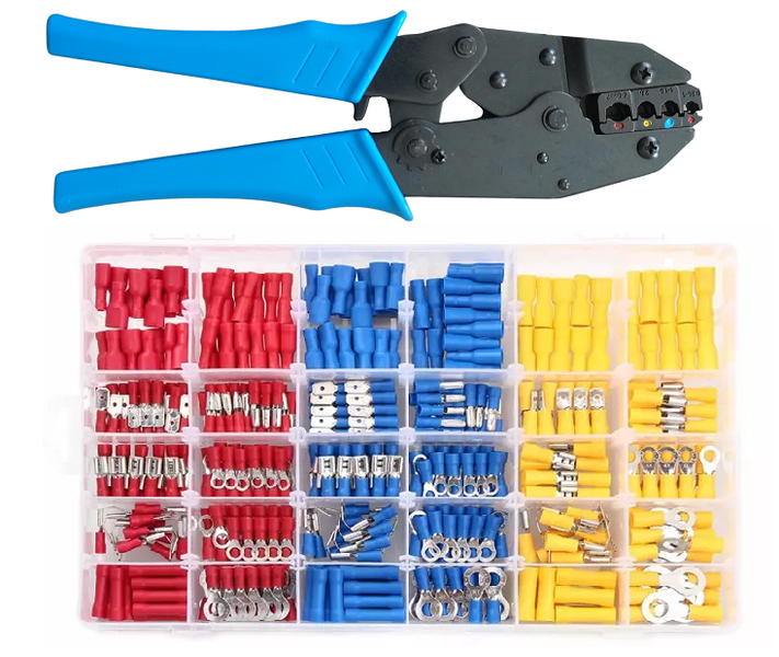 Ratchet Crimping Tool + 480 Pieces Electrical Crimp Connectors + Terminals Combo