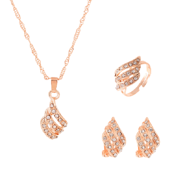 Elegant Gold Color Bridal Jewelry Set - AW