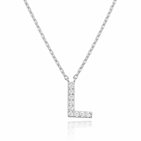 Platinum Plated - Letter L Necklace - Silver