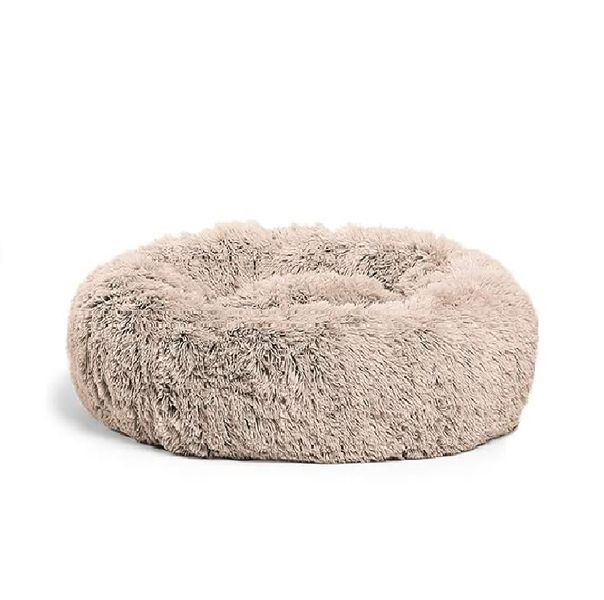 Pet Calming Bed for Dogs Cats Fluffy Round Doughnut Cuddler