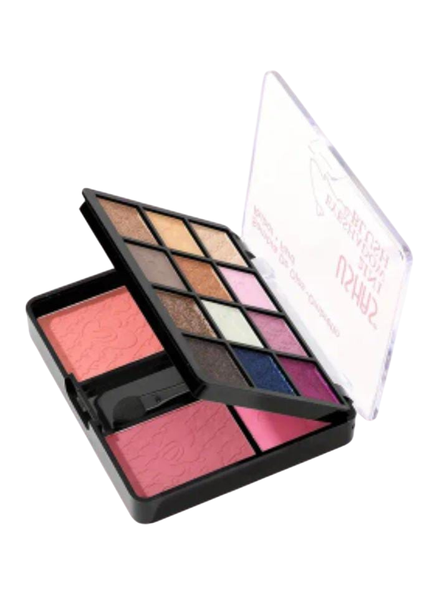 2 IN 1 Eyeshadow &amp; Blush Matte &amp; Shimmer Palette With Mirror &amp; Brush Makeup