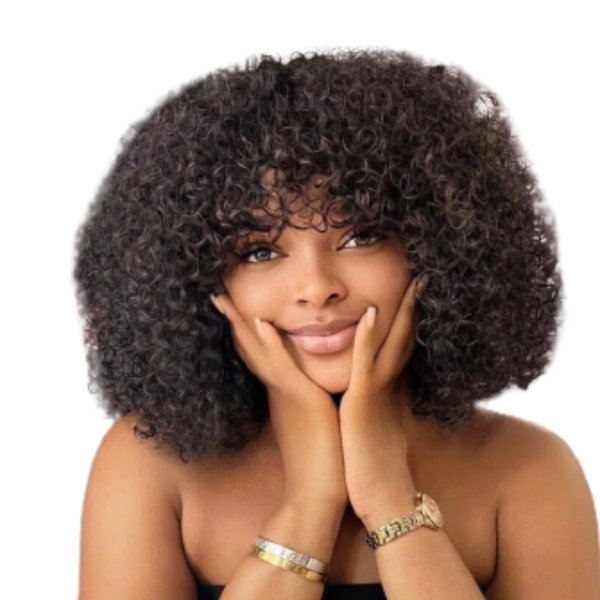 Curiy Brazilian Hair Fringe Wig "10