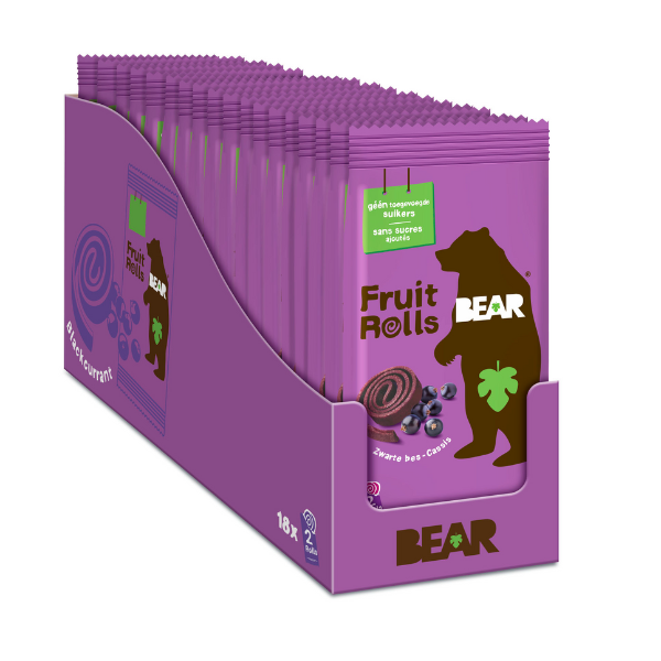 BEAR Fruit Rolls Blackcurrant 18 x 2 rolls - 360g - No added sugar