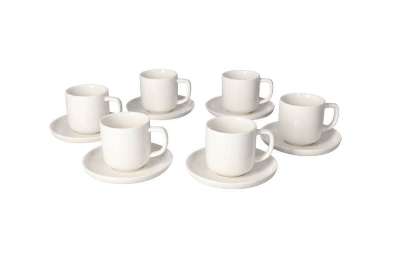Danny home White Ceramic Cappuccino Cup and Saucer - Set of 12-220ml