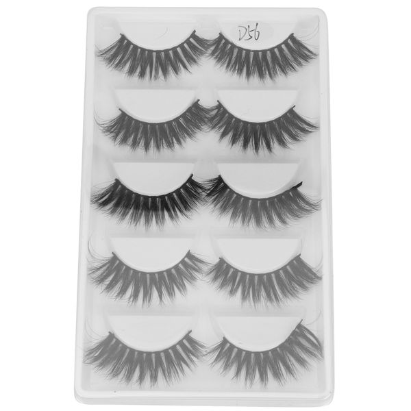 5 Pairs Thick Dense False Lashes Three dimensional Long Curly Eyelashes D56