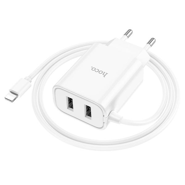 Hoco C103A Courser Dual USB 5V / 2.1A Wall Charger with Lightning Cable