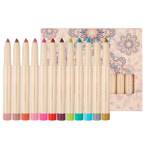 12 Pieces Cream Eyeshadow Stick Set Matte Shimmer Rainbow Earth Colors