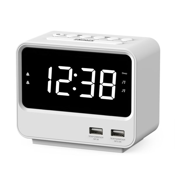 Alarm Clock Radio for Bedrooms with Two USB Charging Port