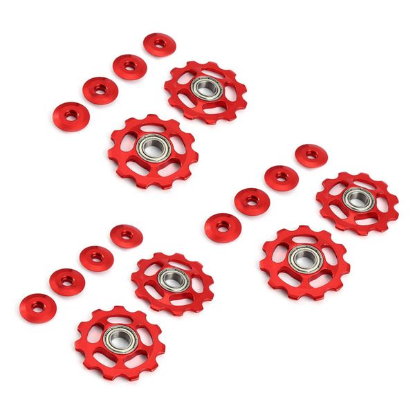 1Set 11T Bike Aluminum Alloy Bearing Wheel Derailleur Pulleys-Red