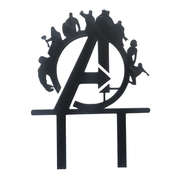 Avengers Cake Topper - Heroes Silhouette Design - 15cm Wide (Black)