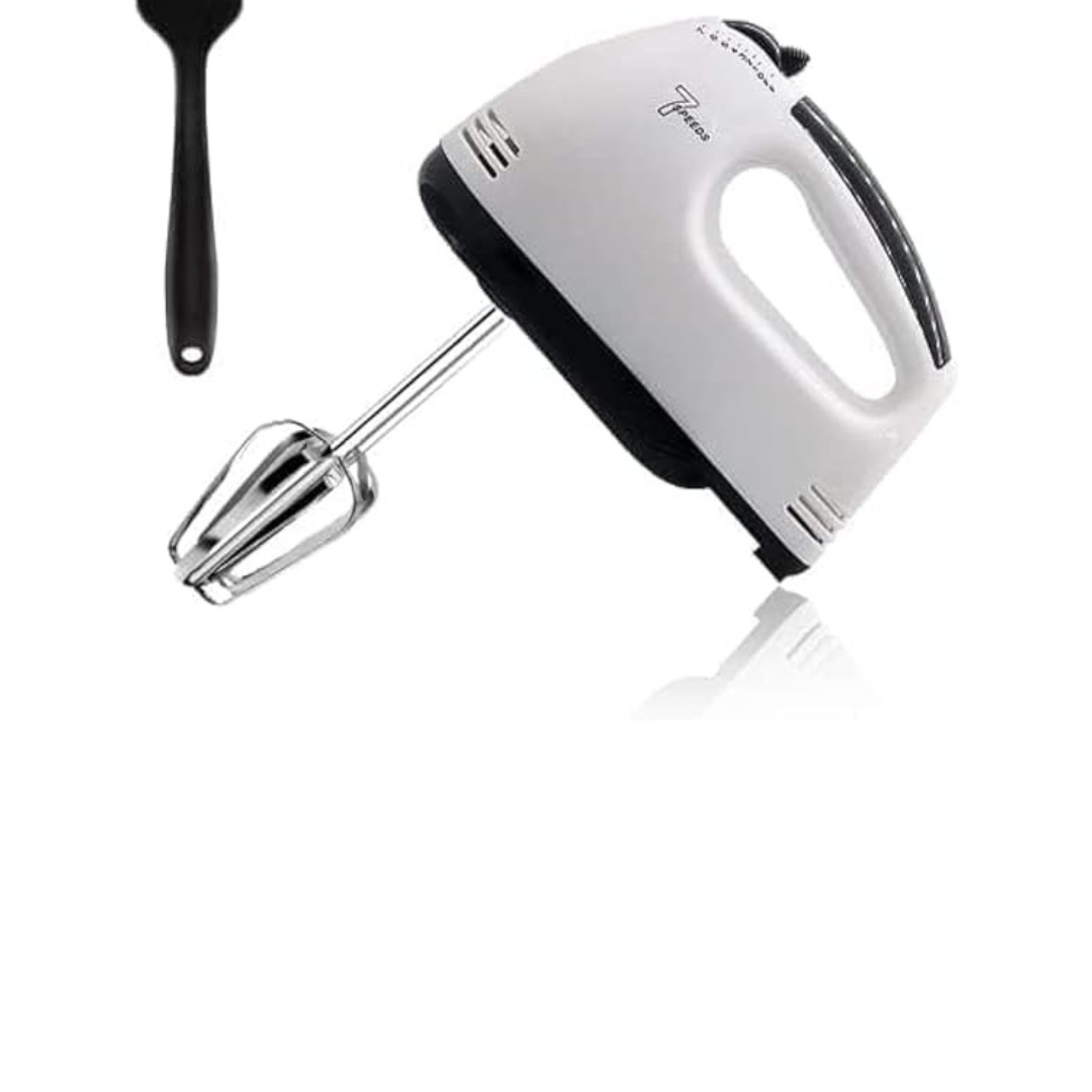 7-Speed Electric Mixer with Whisk Attachment & Key Holder for Easy Storage