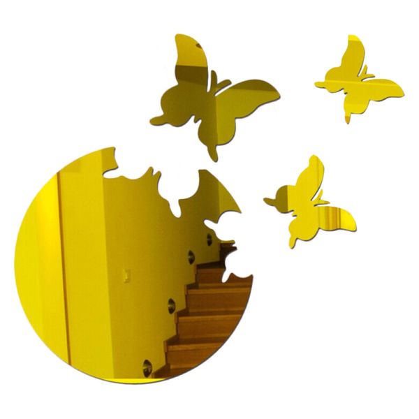 Decor 4 Piece Reflective Butterfly Mirror Sticker Wall Art Decal