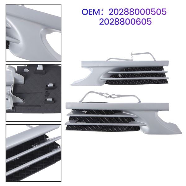 Car Front Bumper Tow Hook Covers Caps 1Pair For Mercedes-Benz C-Class