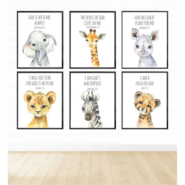 Safari Animals Bible Verse - 40cm x 50cm -6 Set