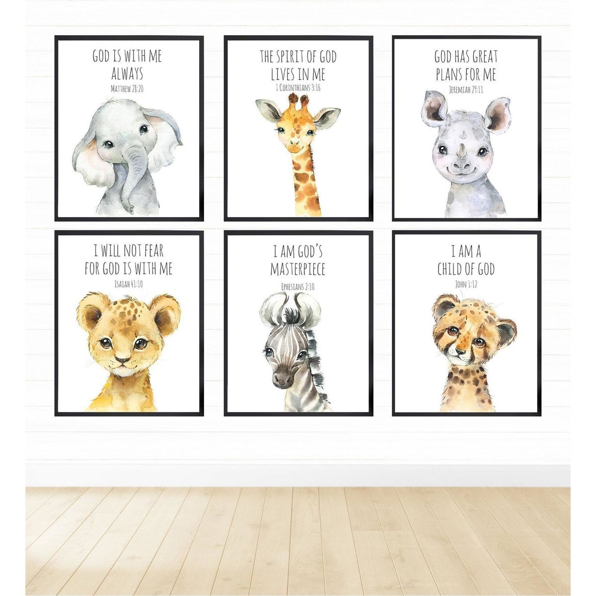 Safari Animals Bible Verse - A4 - 21cm x 29cm -6 Set | Shop Today. Get