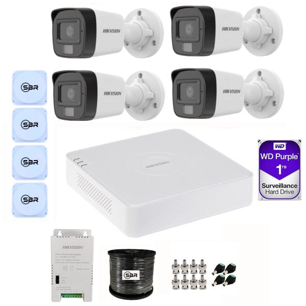 Hikvision 4CH Smart Hybrid Light Kit - 1TB - New SBR Bundle