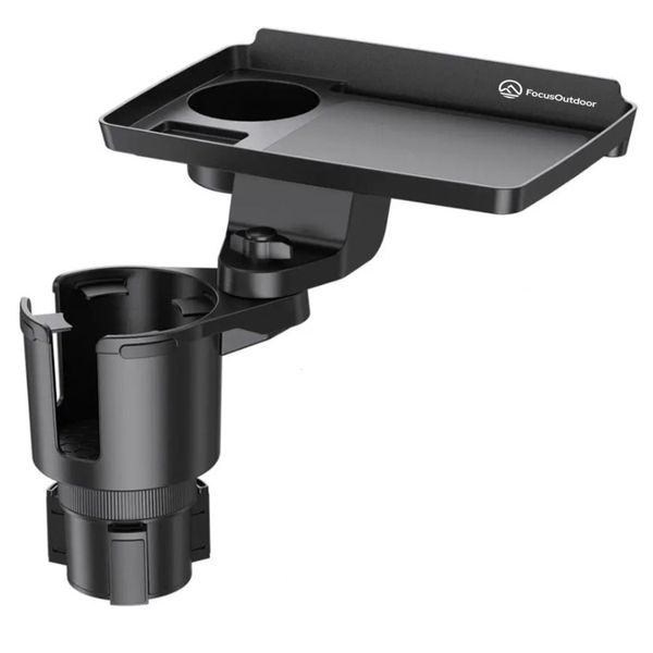 FocusOutdoor 2-in-1 Car Cup Holder Rotating Tray Table with Phone Slot