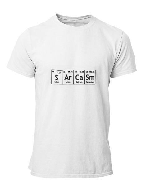 PepperSt Mens White T-Shirt - SArCaSm Periodic Table