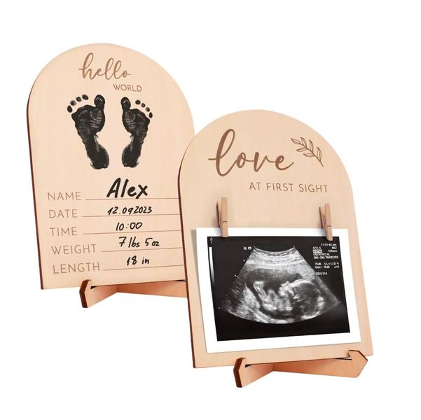 Wooden Sign for Pregnancy &amp; Birth Announcement Ultrasound Picture