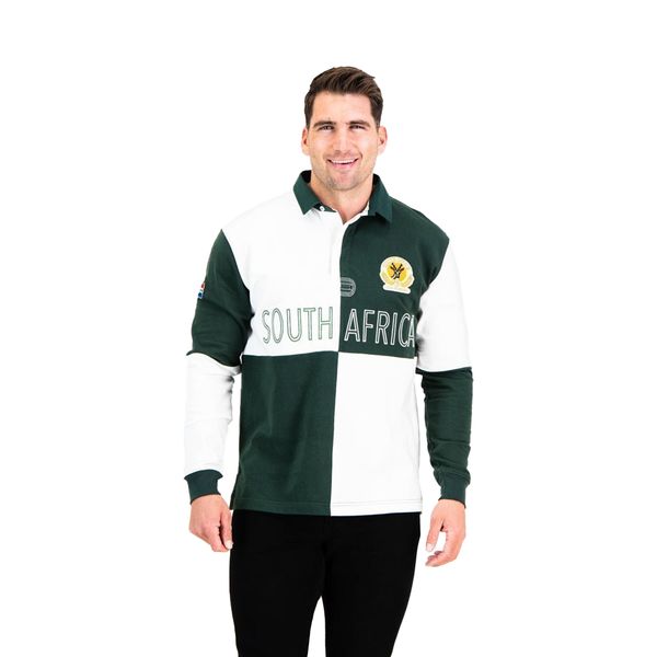Old School SA Supporters Quartered LS Rugby Jersey-OS Green