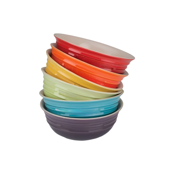 Set Of 6 350ml Multi-Colour Ceramic Rice Bowl