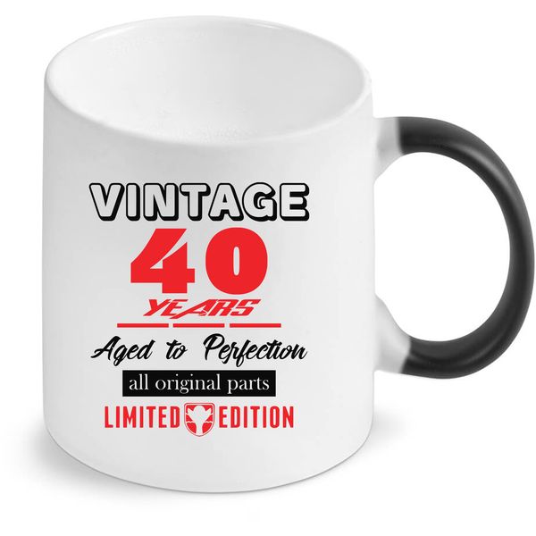 Vintage 40 Aged To Perfection 40th Birthday Colour Changing Coffee Mug