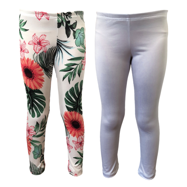 Baby/Toddler/Kids-Full-Length Leggings White Floral &amp; White