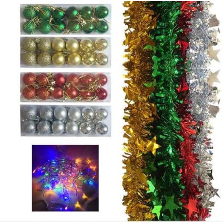 Christmas Combo Lights, Tinsel, and Baubles -Decoration Image