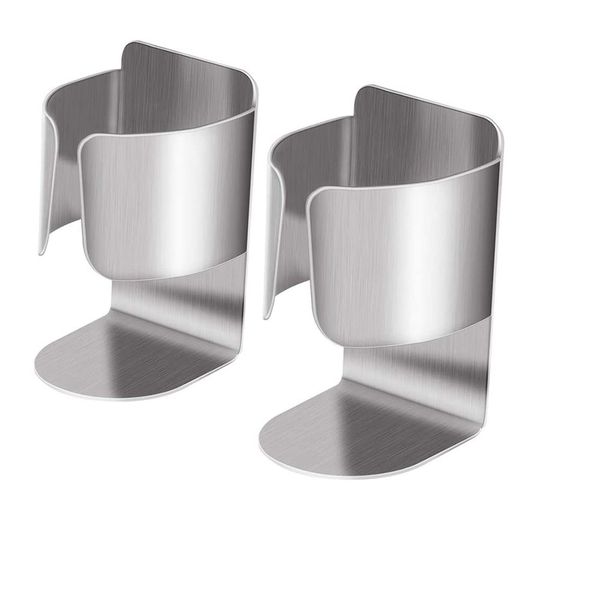 2 x Stainless Steel Toothbrush Holder Wall Mounted Self Adhesive
