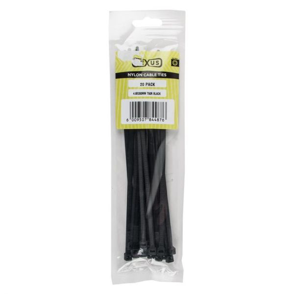 Bulk Pack 2 x Nexus Cable Ties 7.2x400mm T120r 20pk Black