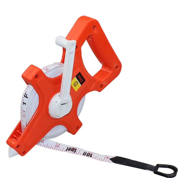 30M/100Ft Fiberglass Open Reel Tape Measure, Inch &amp; Metric Scale