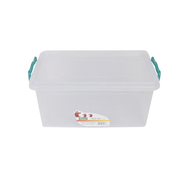 8 Litre Clear Container with Assorted Colour Handles.