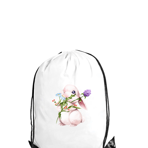 Katz Designs - Drawstring Bag -Polyester - Bunny Flowers