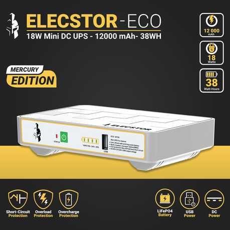 Elecstor 18W Mini UPS 12000mAh - Solar Clarity