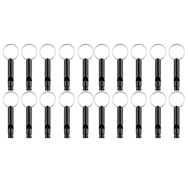 20 Pack Aluminum Whistle, Sports Whistle,with Key Chain,Black