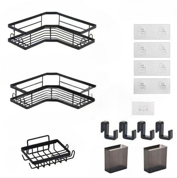 Corner storage box, 3-piece set. Adhesive bathroom supplies with box.