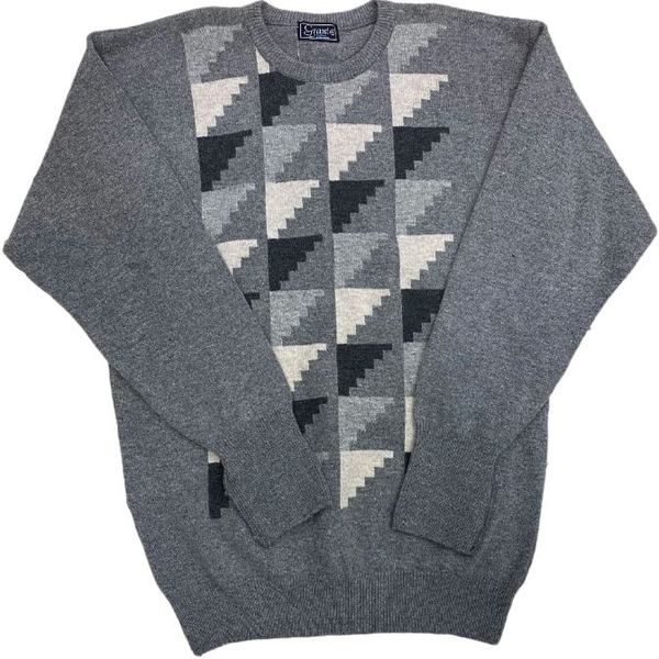 Grant - Wool Color Block Mens Crew Neck Jersey - Cloud - 51910 L