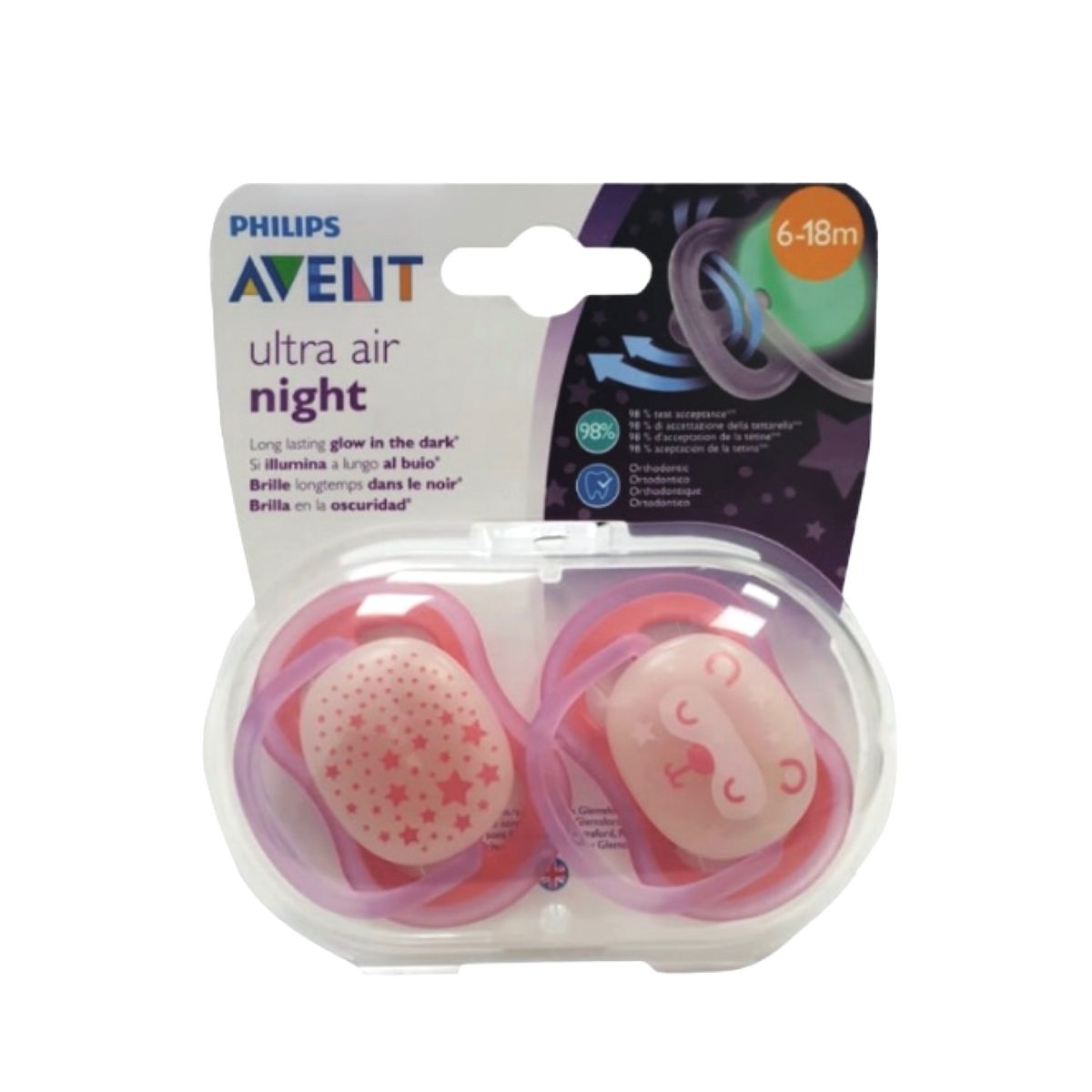 Avent Pacifier Ultra Air Nighttime 618m 2 pack Glow Pink Buy Online in South Africa