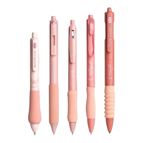 Rollerball Pen 0.5mm Black ink Pack of 5 (flower story)