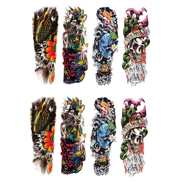 8Pcs/Lot Temporary Fish Skull Color Tattoos Sticker 48X17Cm (17-20)
