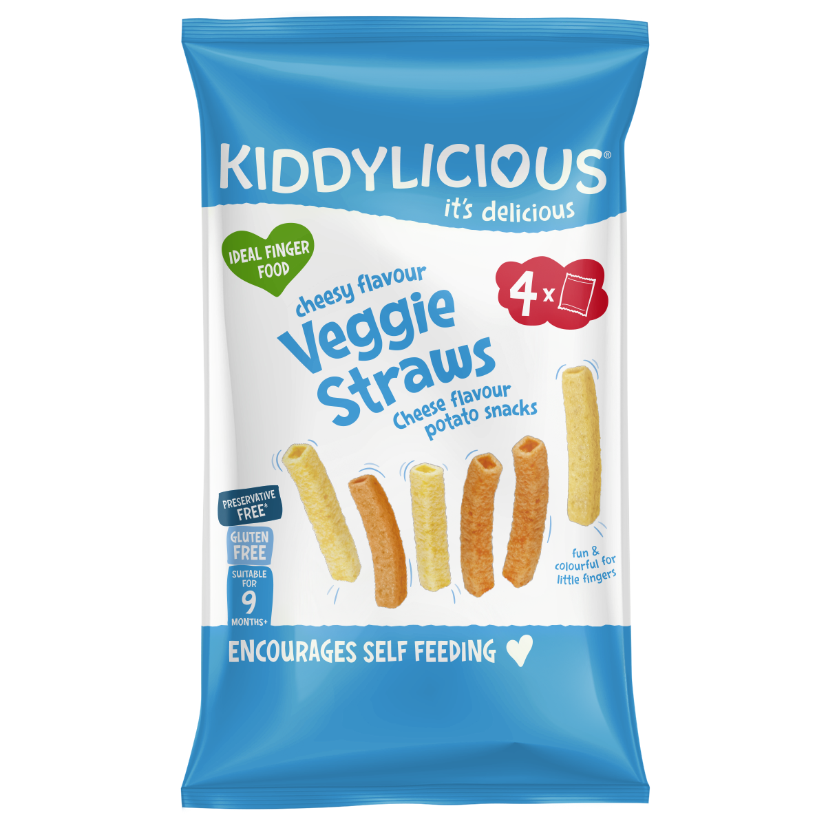 Kiddylicious Cheesy Flavour Veggie Straws Multi Pack 4 x 12g