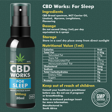 CBD Works For Sleep 600mg 30ml Spray Cap Shop Today. Get it