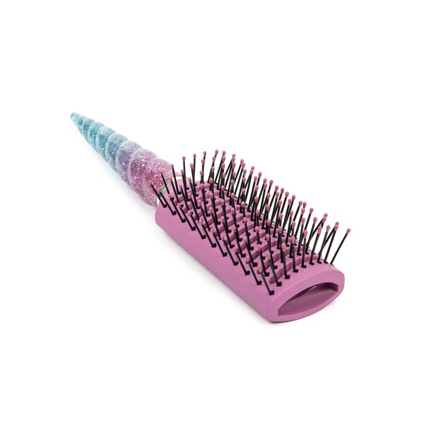 Pink and Blue Glitter Unicorn Shaped Hair Brush